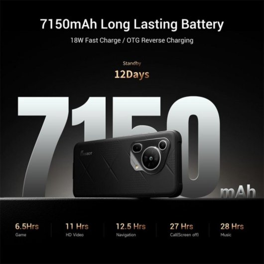 FOSSIBOT F112 Pro 5G Smartphone 6,88" 8GB 256GB 7150mAh NFC Dual-SIM Android 14 Schwarz