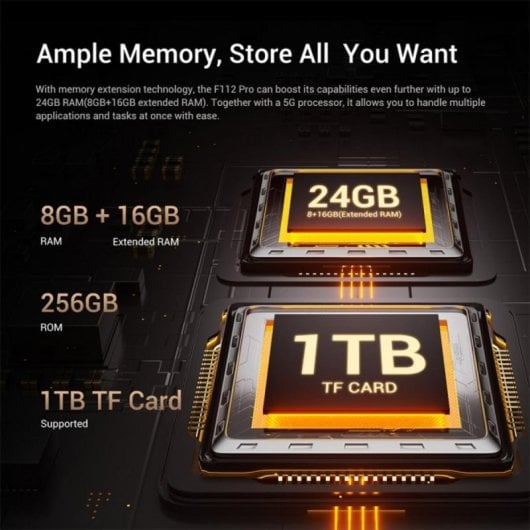 FOSSIBOT F112 Pro 5G Smartphone 6,88" 8GB 256GB 7150mAh NFC Dual-SIM Android 14 Schwarz