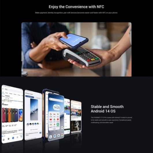 FOSSIBOT F112 Pro 5G Smartphone 6,88" 8GB 256GB 7150mAh NFC Dual-SIM Android 14 Schwarz