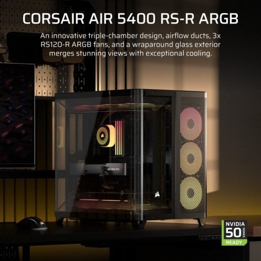 Boîtier Corsair AIR 5400 RS-R ARGB Verre Trempé Triple Chambre Noir