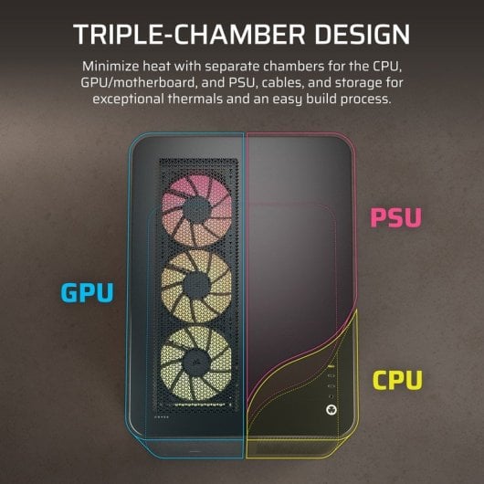 Boîtier Corsair AIR 5400 RS-R ARGB Verre Trempé Triple Chambre Noir