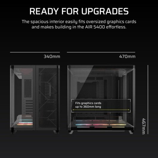 Corsair AIR 5400 LX-R Link RGB Caixa E-ATX com Câmara Tripla e Vidro Temperado Preto