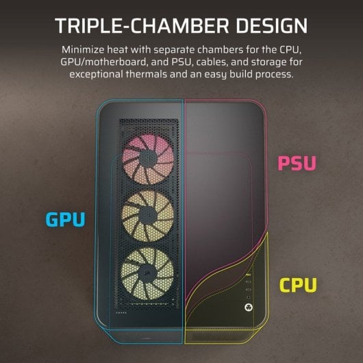 Corsair AIR 5400 LX-R Link RGB Caixa E-ATX com Câmara Tripla e Vidro Temperado Preto
