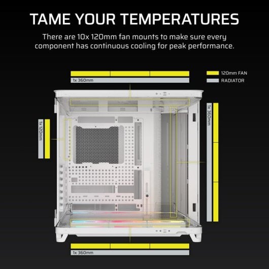 Boîtier Corsair AIR 5400 LX-R LINK Blanc Verre Trempé Triple Chambre RGB