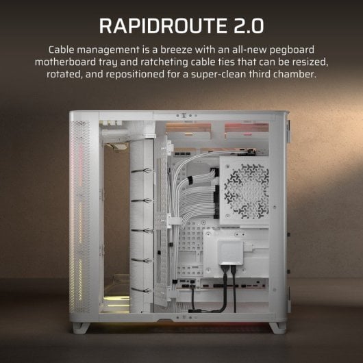 Boîtier Corsair AIR 5400 LX-R LINK Blanc Verre Trempé Triple Chambre RGB