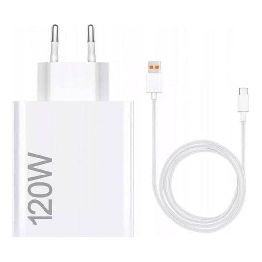 Cargador de Pared Xiaomi 120W HyperCharge Tipo-A USB + Cable USB-C Blanco, 1 Puerto, PC, Universal