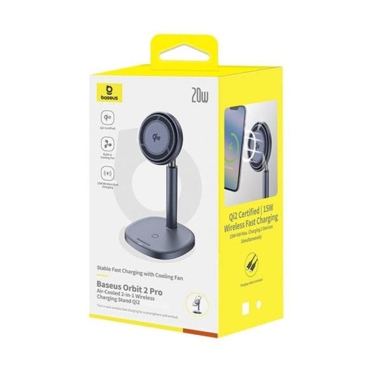 Baseus Orbit 2 Pro Soporte para Smartphone Carga Inalámbrica iPhone Ventilación 20W Gris