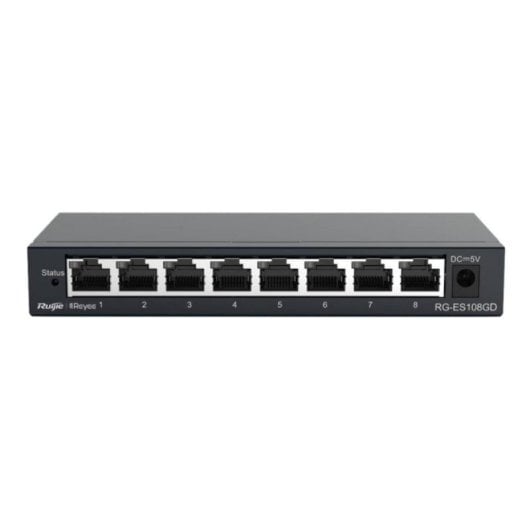 Ruijie RG-ES108GD Switch No Administrado 8 Puertos Gigabit Carcasa Metálica Plug and Play Silencioso