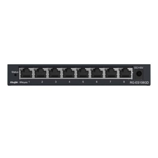 Ruijie RG-ES108GD Switch No Administrado 8 Puertos Gigabit Carcasa Metálica Plug and Play Silencioso