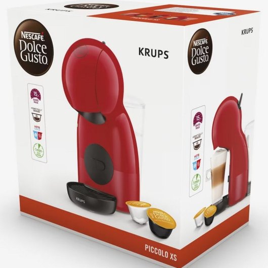 Krups Piccolo XS Cafetera Dolce Gusto Rojo + Cápsulas (3x16uds)