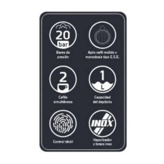 Máquina de café expresso Orbegozo EX 5300 1L 20 Bares com vaporizador e painel táctil