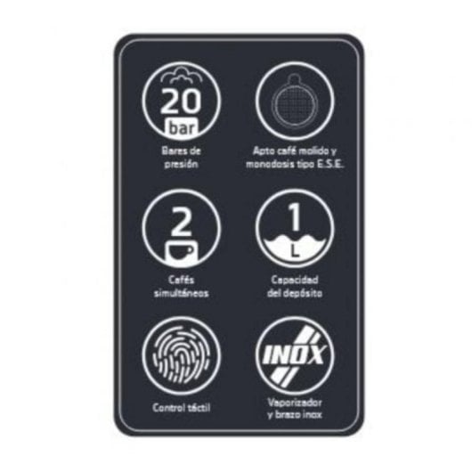 Cafetera Espresso Orbegozo EX 5300 1L 20 bares con vaporizador y panel táctil