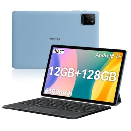 Tablet OSCAL Pad 30 WiFi 4GB 128GB 10.1" IPS HD+ Android 15 Dual Smart-K Box 6600mAh Azul + Teclado