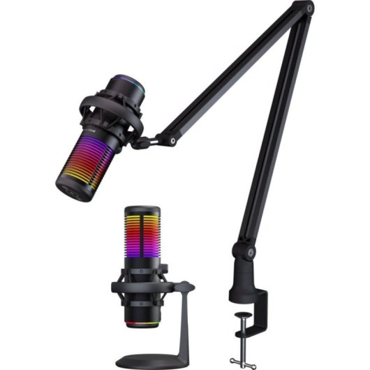 Micrófono PREYON Osprey Scream USB cardioide/omnidireccional con iluminación RGB y shock mount