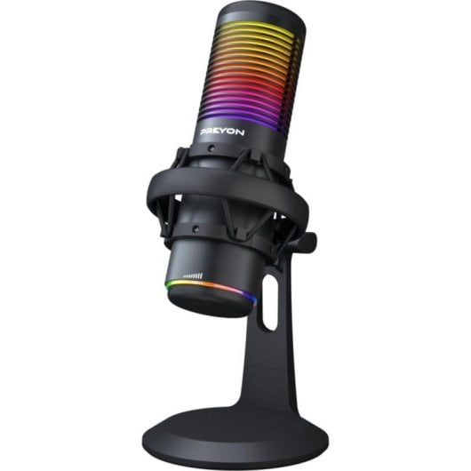 Micrófono PREYON Osprey Scream USB cardioide/omnidireccional con iluminación RGB y shock mount