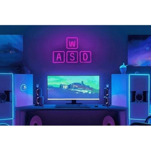 Iluminación de pared LED PREYON Purple Eye Bait WASD, púrpura, USB, 420x16x285mm, acrílico