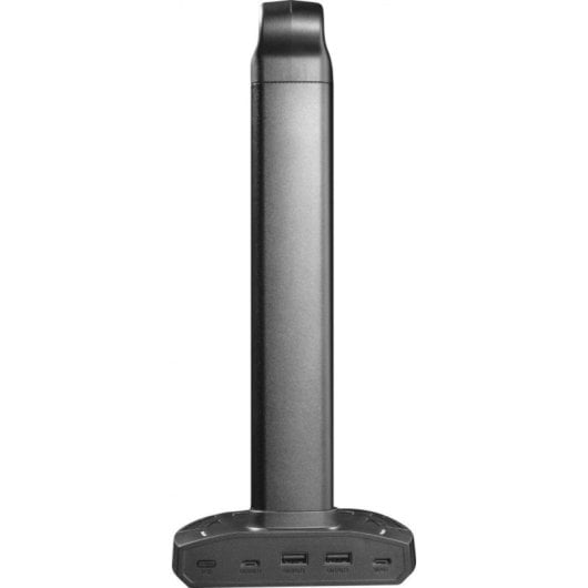 Soporte para auriculares gaming con RGB, cargador inalámbrico, hub USB (2x USB-A, 2x USB-C), aluminio