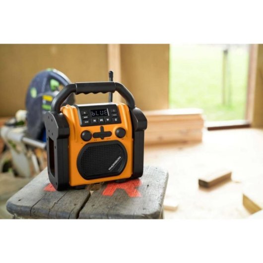Radio de chantier FM avec Bluetooth, 30W, écran LED, IPX54, portable, 230V/6 piles LR14
