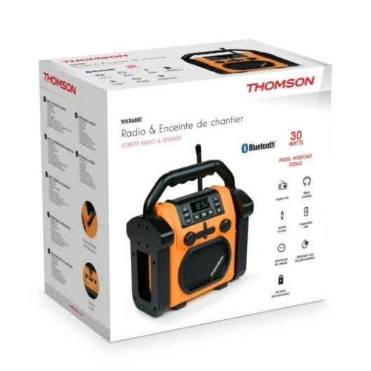 Radio de chantier FM avec Bluetooth, 30W, écran LED, IPX54, portable, 230V/6 piles LR14