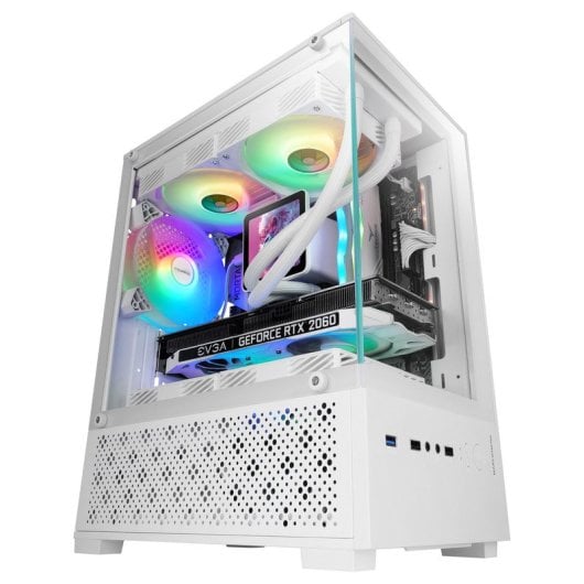 Mars Gaming MC-SE2 Caixa Micro-ATX com Vidro Temperado, Ventoinha FRGB 120mm e Câmara Dupla Branca