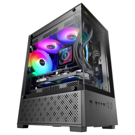 Mars Gaming MC-SE2 Caixa Micro-ATX com Vidro Temperado, Ventoinha FRGB 120mm e Câmara Dupla Preta