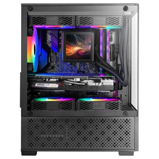 Mars Gaming MC-SE2 Caixa Micro-ATX com Vidro Temperado, Ventoinha FRGB 120mm e Câmara Dupla Preta