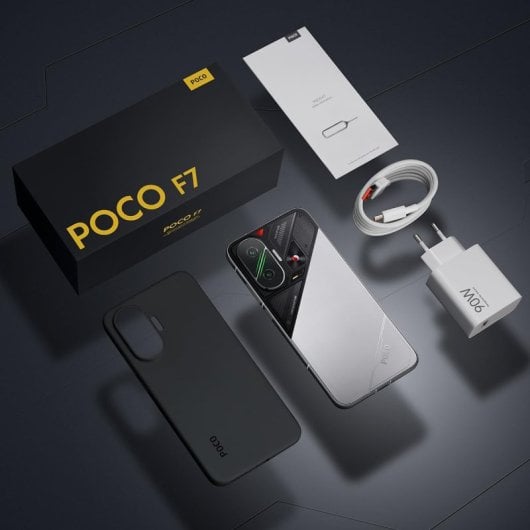 Smartphone Xiaomi POCO F7 5G 12 GB de RAM, 512 GB, 6,83" AMOLED, Snapdragon 8s Gen 4, 6500 mAh, 90 W, Prata