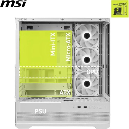 MSI MAG PANO 110R PZ WHITE Vidrio templado Midi Tower Blanco Compatible ATX/mATX/Mini-ATX