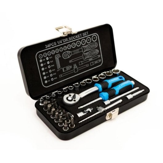 Juego de herramientas smartGyro SG27-465 34 piezas con maletín metálico universal negro azul