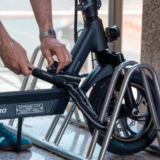 Candado cadena de alta seguridad con cable flexible de acero trenzado y doble llave para bicicletas, patinetes y ebikes