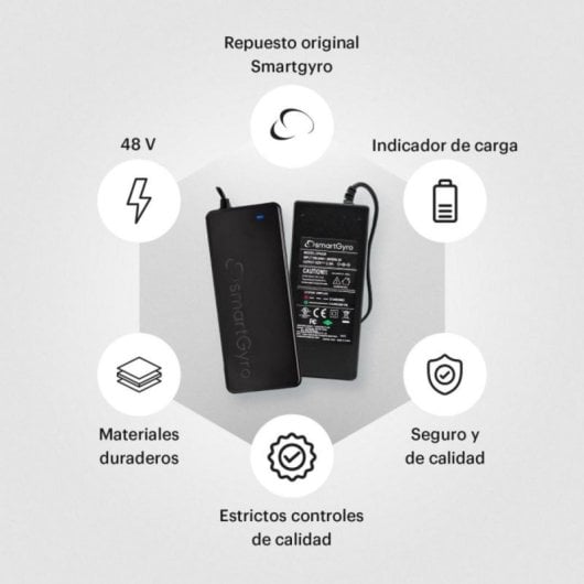 Cargador Negro para Patinete Eléctrico SmartGyro K2, K2 Pro, e-Xplorer, Speedway, RockWay, Crossover, Ryder y Raptor EVO