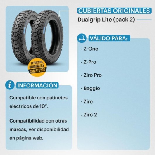 Cubierta DUALGRIP 1 Allroad para Z-ONE, Z-PRO, ZIRO, ZIRO 2, ZIRO PRO, BAGGIO 10, Pack 2 Unidades