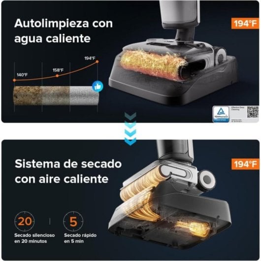 Aspirador em Seco e Húmido Roborock F25 ALT 20000Pa Autolimpeza água quente Secagem rápida