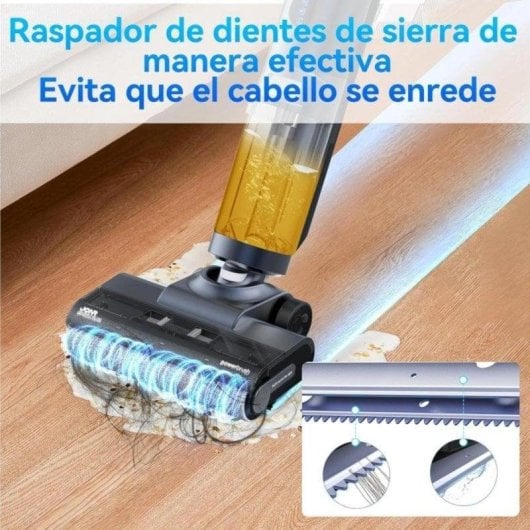 Aspirateur sans Fil Laveur JONR ED12 Pro 30min Autonettoyant Eau Chaude LED 850ml