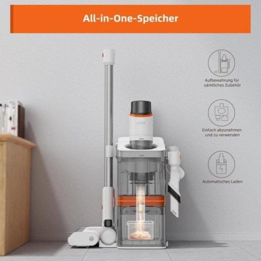 Aspirador sem Fio JONR V10 Pro 420W 60 min Estação Autolimpável HEPA Animais