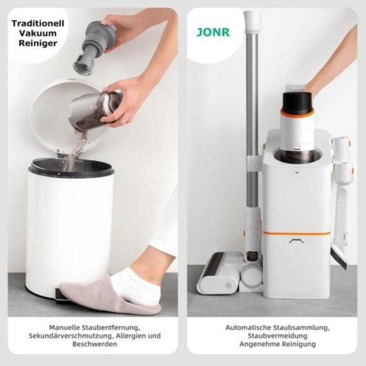 Aspirador Sem Fio JONR V10 Pro 170AW Filtro HEPA Autonomia 60min Estação Autolimpeza