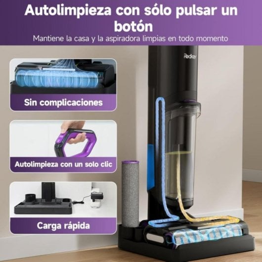 Aspirador Sem Fio Redkey W15 230W Ecrã LED Autonomia 35min Mopa 3 em 1