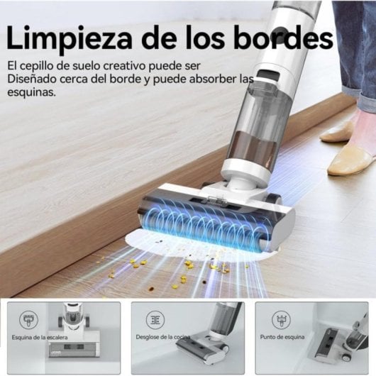 Aspirador Sem Fio JONR ED12 30min Autolimpeza Depósito Duplo Bordas Pelo Animais