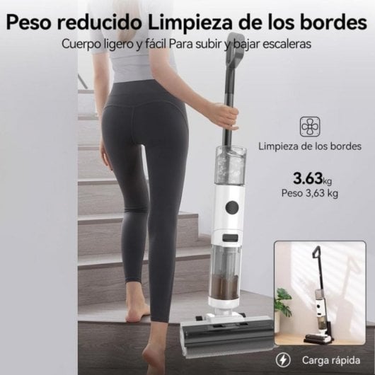 Aspirador Sem Fio JONR ED12 30min Autolimpeza Depósito Duplo Bordas Pelo Animais