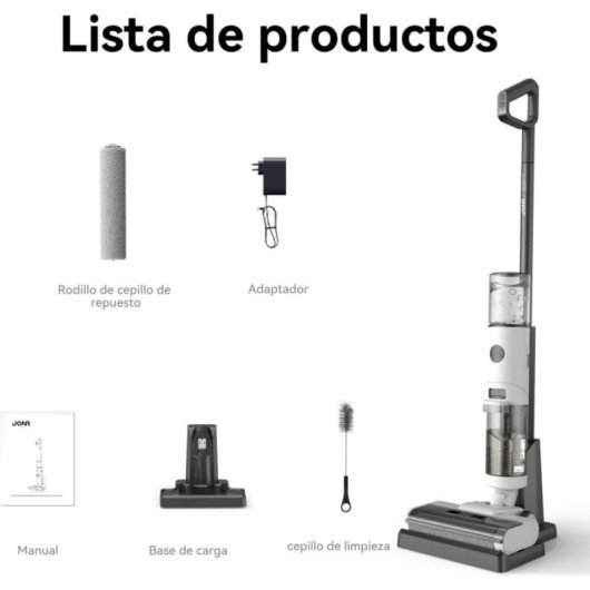 Aspirador Sem Fio JONR ED12 30min Autolimpeza Depósito Duplo Bordas Pelo Animais