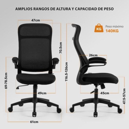 Silla ergonómica SENSE7 REVO con respaldo de malla, reposabrazos abatibles y base robusta