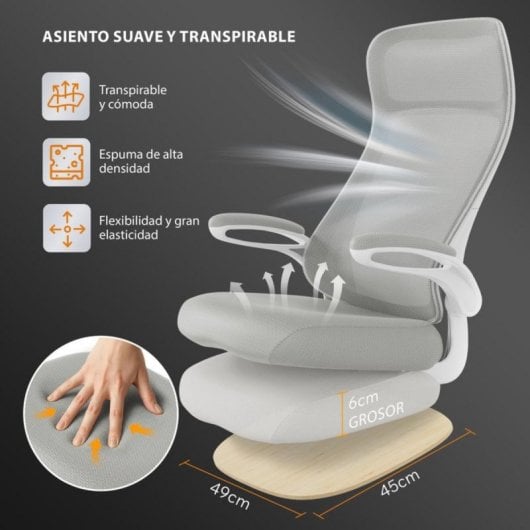 Silla ergonómica SENSE7 REVO respaldo malla, asiento espuma, reposabrazos abatibles, altura ajustable, carga 140 kg