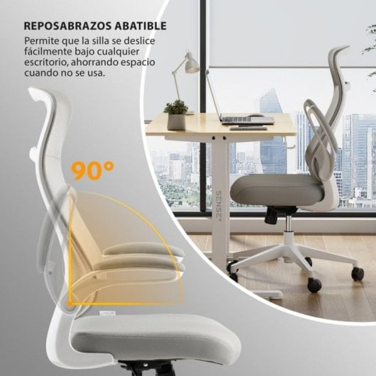 Silla ergonómica SENSE7 REVO respaldo malla, asiento espuma, reposabrazos abatibles, altura ajustable, carga 140 kg
