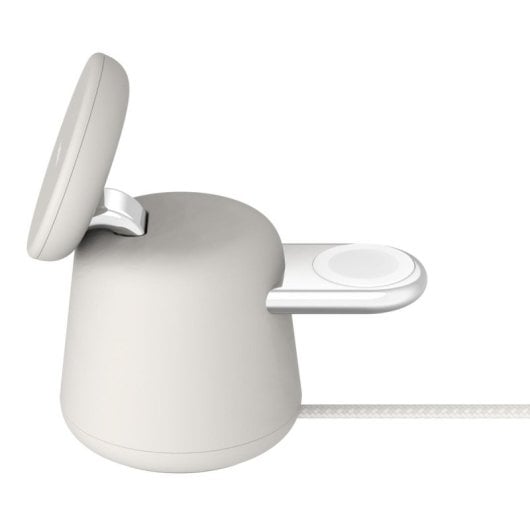 Cargador inalámbrico Belkin MagSafe 15W 2 en 1 Belkin Pro, carga rápida, USB, color arena, compatible auriculares y smar