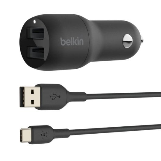 Belkin Boost Charge Dual USB 24W Autoladegerät 1 m Schwarz mit LED-Indikatoren