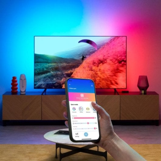 Tira LED WiZ 3.4m Multi Color, Wifi, Bluetooth, Regulable, IP20, Plástico Negro, Incluye Adaptador AC