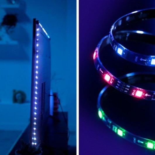 Tira LED WiZ 3.4m Multi Color, Wifi, Bluetooth, Regulable, IP20, Plástico Negro, Incluye Adaptador AC
