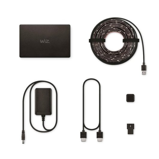 Tira LED WiZ 3.4m Multi Color, Wifi, Bluetooth, Regulable, IP20, Plástico Negro, Incluye Adaptador AC