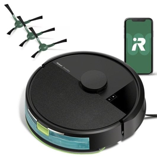 iRobot Roomba 105 Combo Robot Aspirador y Friegasuelos 7000Pa Negro + Pack 3 Cepillos