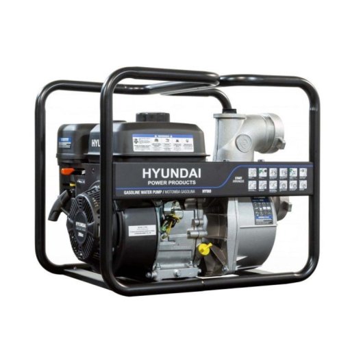 Hyundai Motobomba Gasolina HY80 7,0 HP 210cc 60 m³/h 80mm Arranque Manual Alarma Aceite 30m Altura